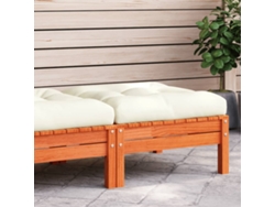Reposapiés de jardín Lovely Home con cojines, pino macizo, marrón miel, Wsd10961