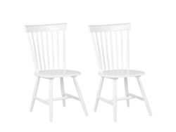 Conjunto de 2 cadeiras de jantar em madeira de seringueira BELIANI Burges de Madeira de seringueira Branco 51x46x92