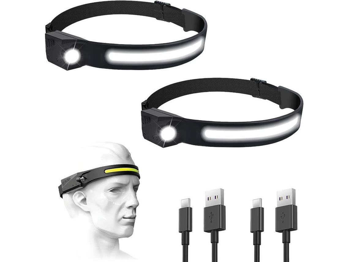 2026-2pcs Linterna Frontal Led Recargable Usb Impermeable 5 Modos Camping Ciclismo Pesca Reparación Niños