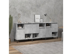 Pack 3 Uds Aparador | Mueble De Comedor | Buffetes Madera Contrachapada Gris Hormigón 60x35x70 Cm Wsd720769