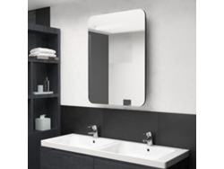 Armario de baño con espejo e iluminación LED, 60x11x80 cm, negro.