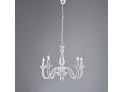 Lucca - Lámpara De Araña Shabby De Madera Blanca 5 Luces 116 - Ø62 - Bl271-5-bco