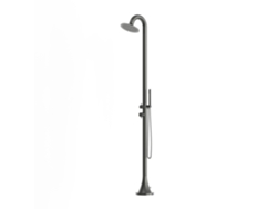 Columna de ducha exterior en acero inoxidable 316L, color Canna Fucile, con entradas de agua fría y caliente, modelo Luna D Sined