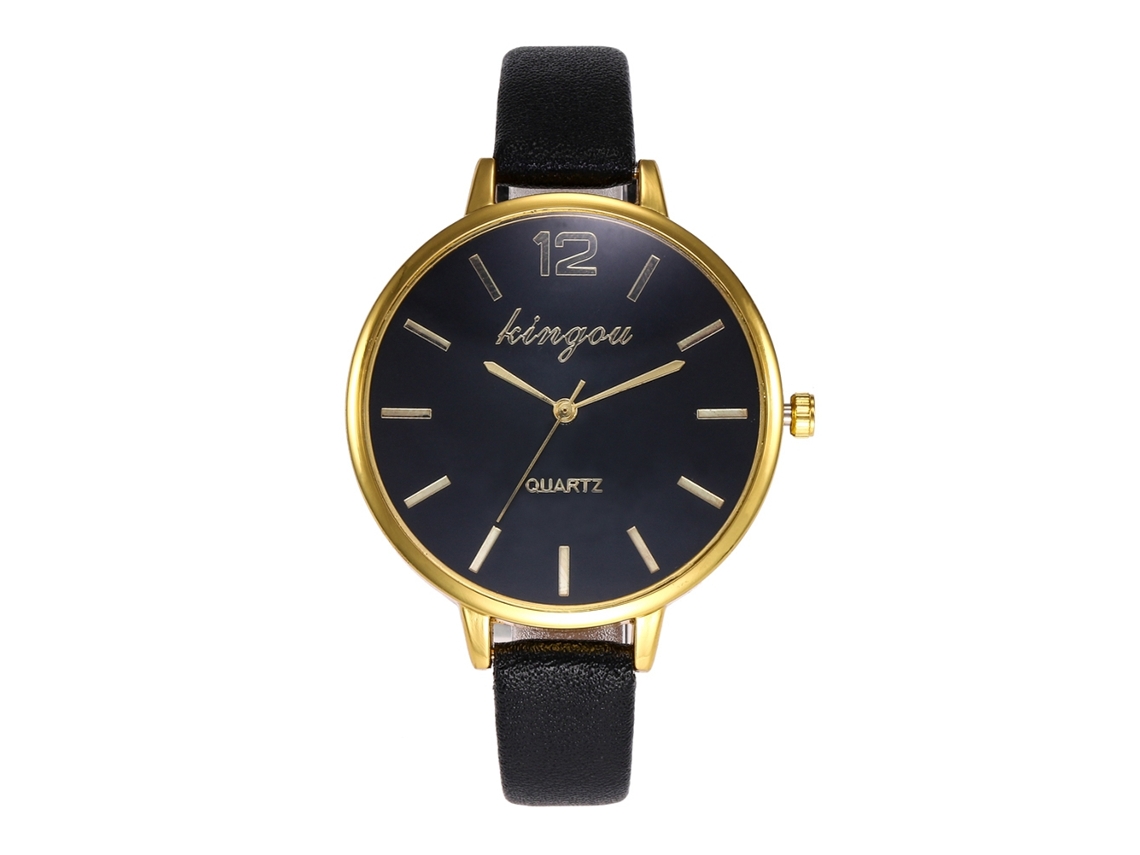 Reloj De Pulsera De Cuarzo Sencillo Para Mujer Zhoulianfa Con Correa De Piel Sintética Negra.