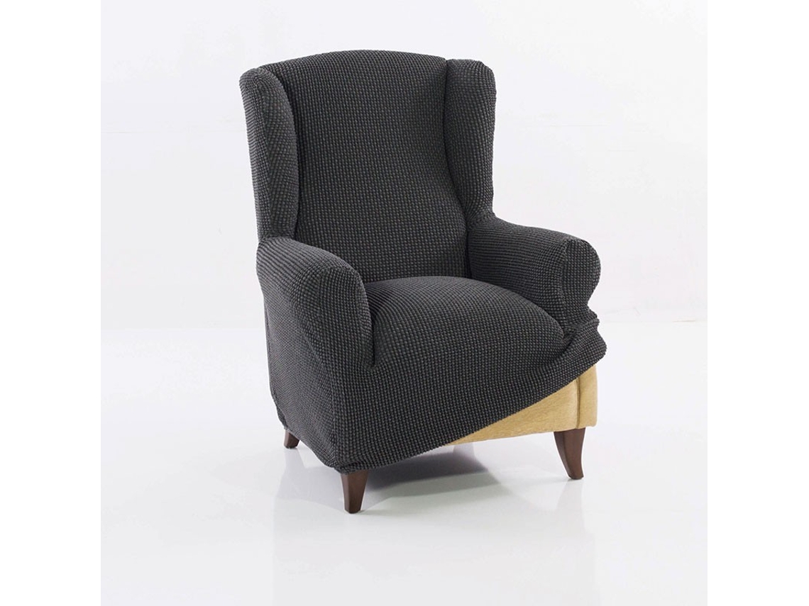 Maxifundas | Funda Sillon Orejero Super Elástica Relive | Color Gris Oscuro | Alta Elasticidad Y Tacto Suave | Hecho En España.