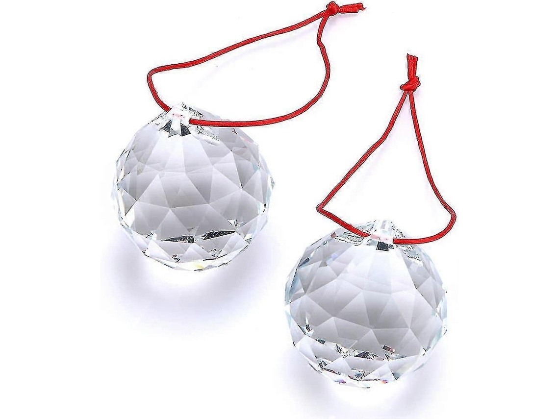 Juego de 2 bolas de cristal transparente de 50 mm - Atrapasol para decoración del hogar, proyector de arcoíris, decoración Feng Shui
