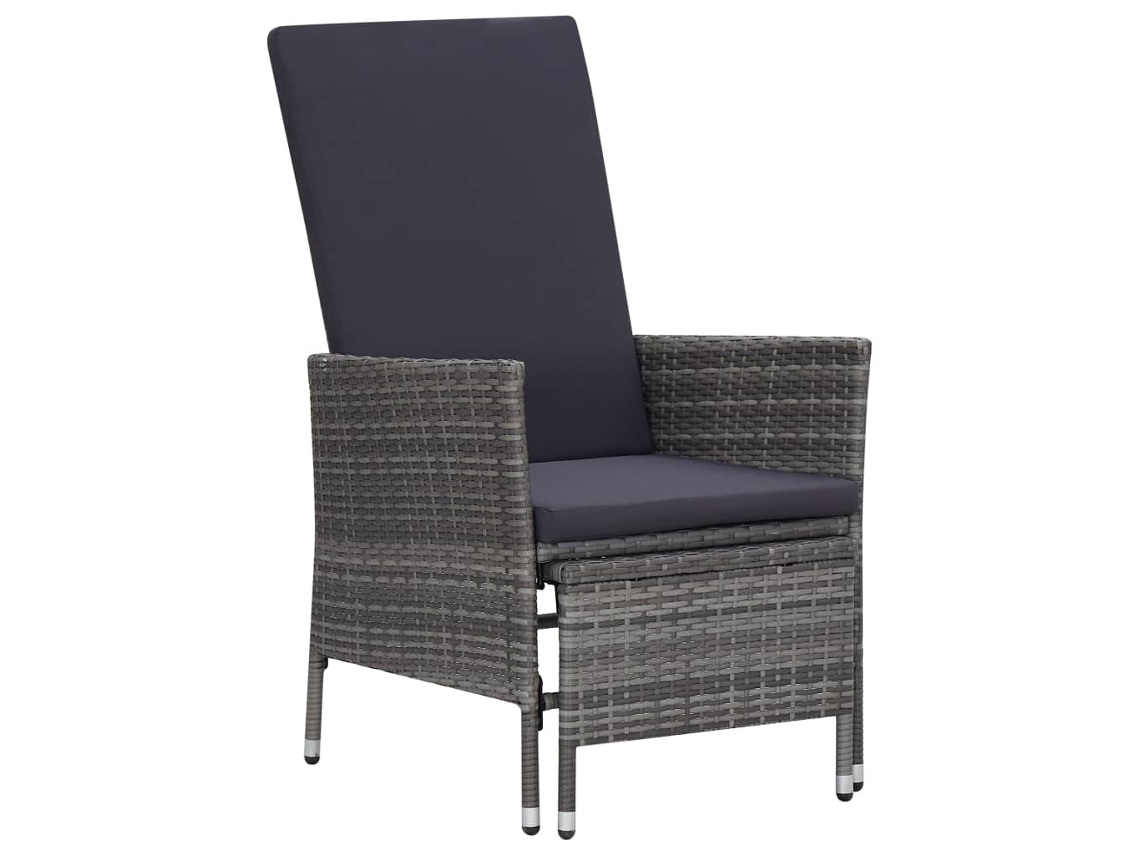 Silla de jardín reclinable gris con cojines DKD Home Decor