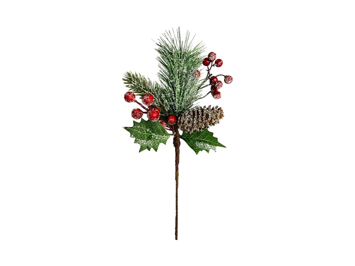 Rama de pino artificial con bayas navideñas
