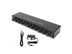 Amplificador De Auriculares Estéreo De 10 Canales Para Portátiles, 1 Entrada, 10 Salidas, Enchufe Europeo.