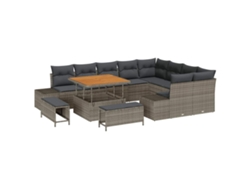Maison Exclusive - Conjunto de sofás de jardín de 12 piezas, ratán sintético gris