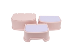 3 Piezas De Escalera Infantil Estable Antideslizante Con Bordes Lisos De Plástico Rosa Para Baño Y Cocina