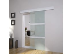 Puerta corrediza de aluminio y vidrio plateado de 178 cm, DKD HOME DECOR