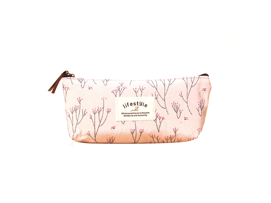 Estuche Para Bolígrafos Con Estampado Floral, Bolsa De Tela Multifuncional, Rosa.