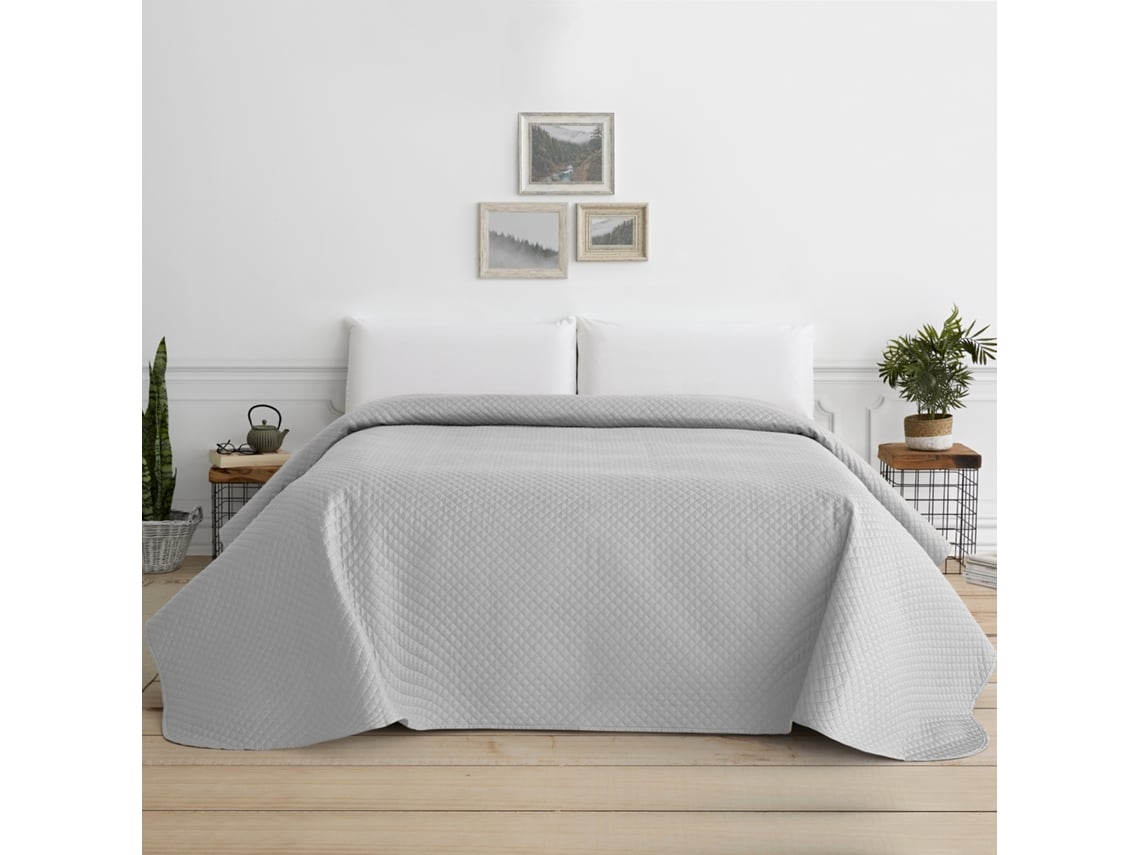 Colcha acolchada cubre cama Rombos gris claro 270 x 260 cm cama 180 VIPALIA
