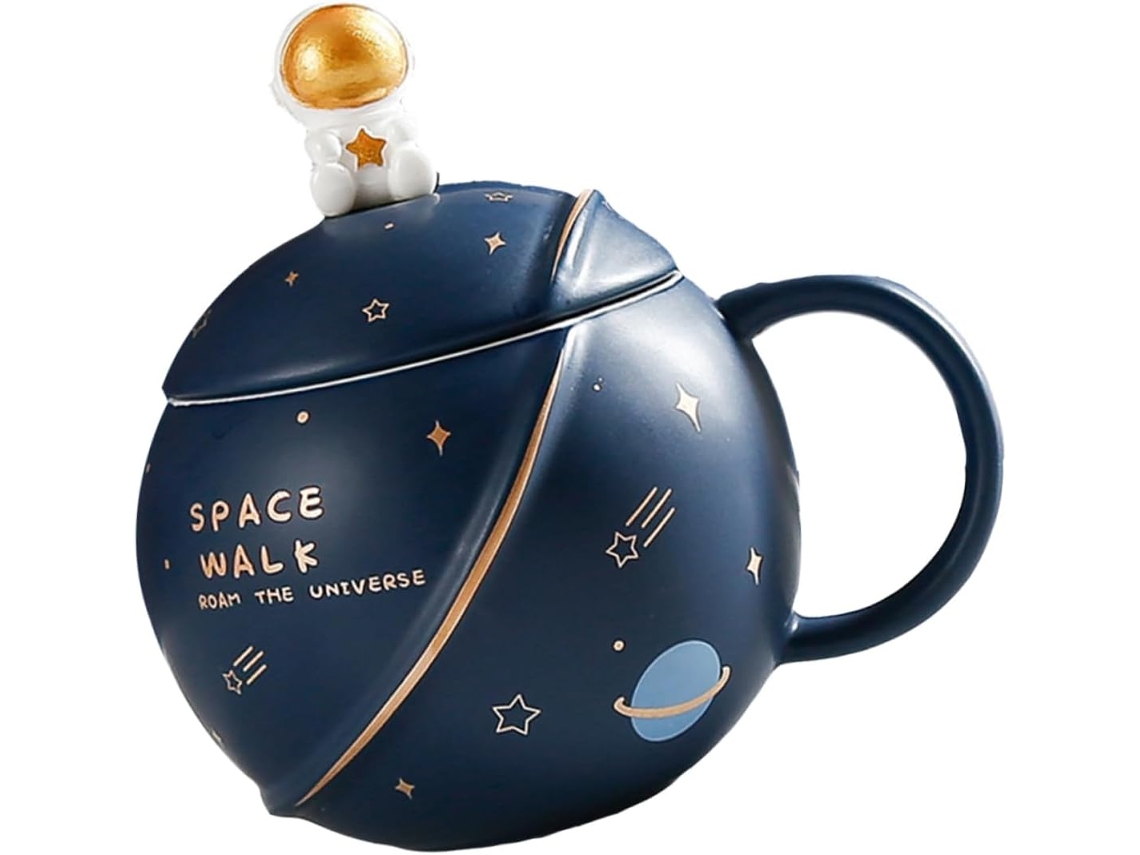 Taza Creativa De Astronauta De 400 Ml, Cerámica Azul Oscuro Resistente Al Calor.