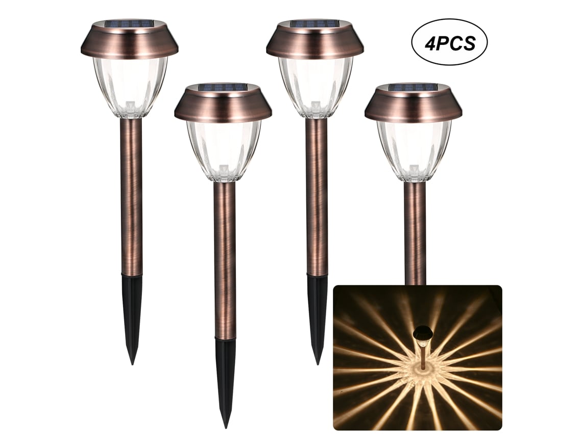 2026-4 Pcs Lámparas De Jardín Solares Led Con Control De Luz Sensible, Resistencia Al Agua Ip44 Y Batería Recargable 600mah Para Patio, Camino Y Jardín