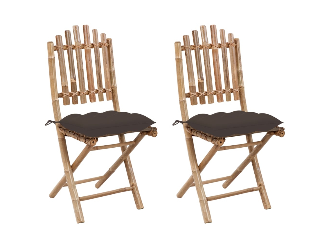 Sillas de jardín plegables de bambú DKD Home Decor con cojines, 2 unidades