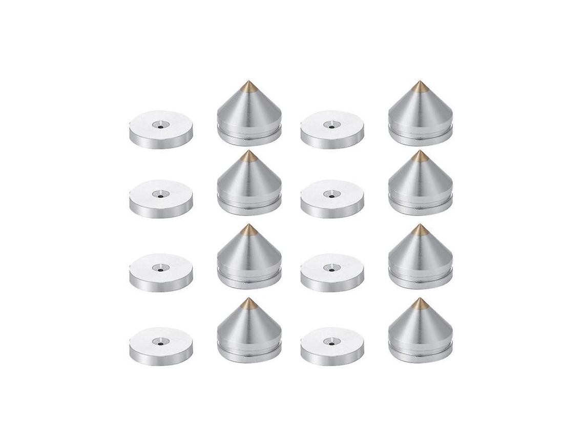 2026-8 Pies De Soporte Para Altavoces Con Clavos Metálicos Conos Plata Para Minimizar Vibraciones Y Mejorar Sonido