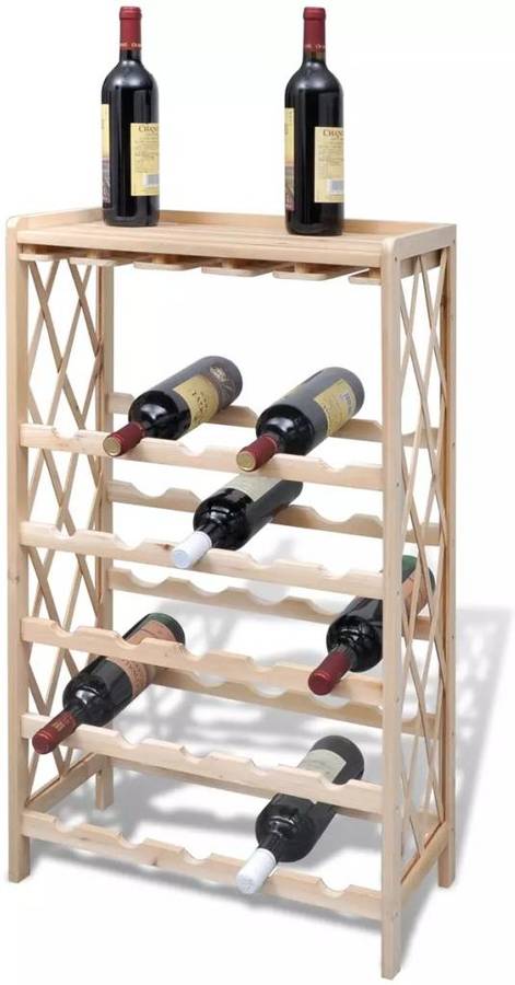 Vidaxl Botellero De madera estante almacenamiento vino 25 para con