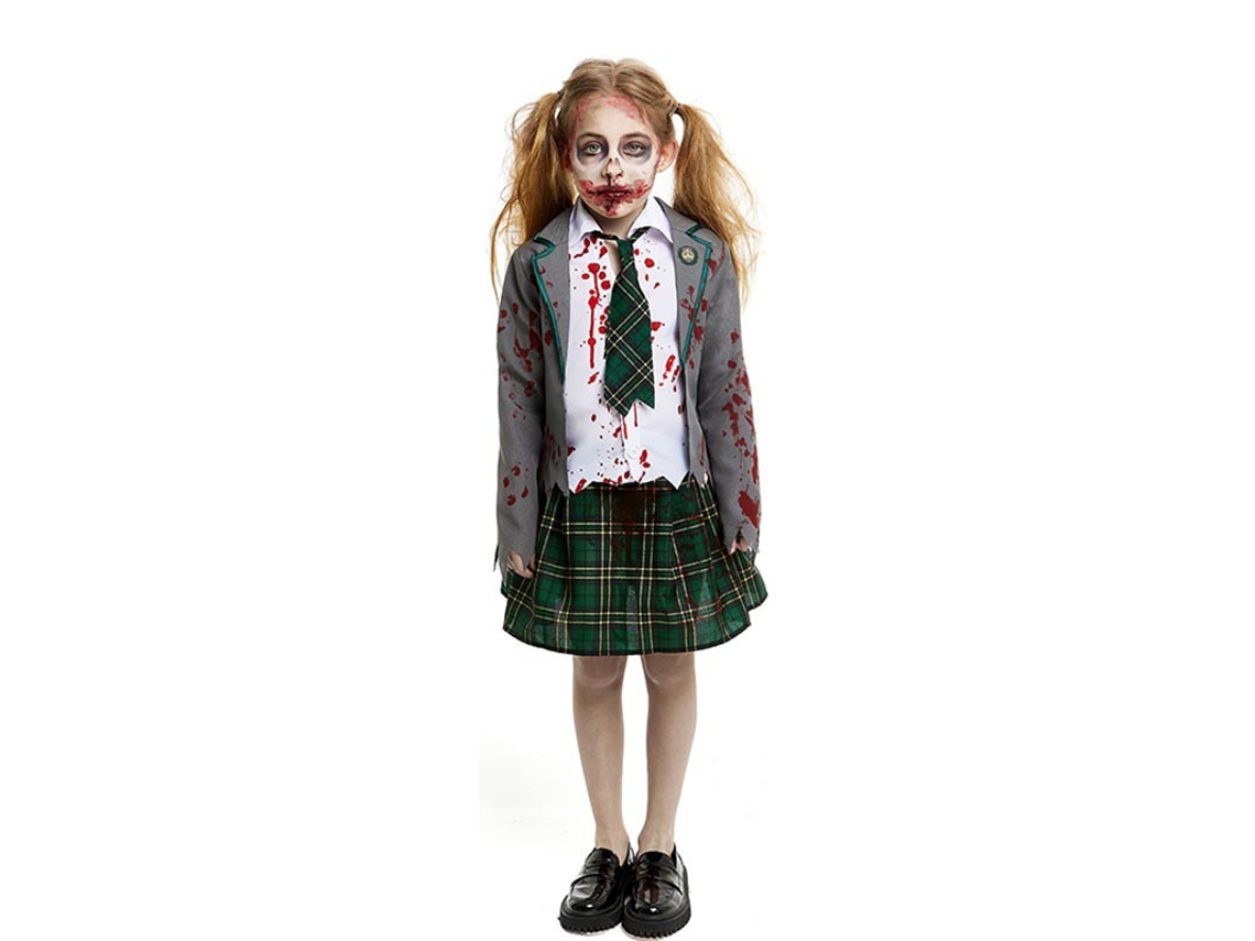 Disfraz de Colegiala Zombie gris con chaqueta para niña y adolescente