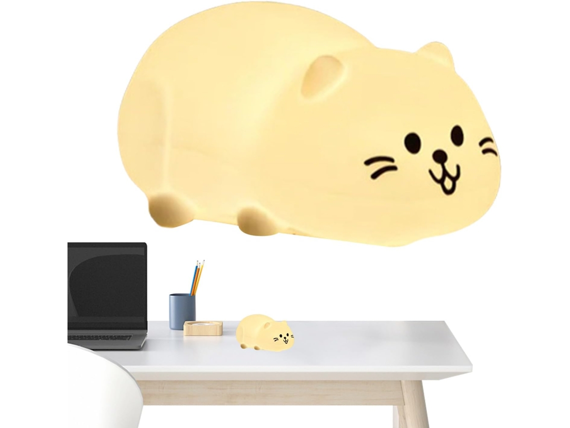 Lámpara de noche para gato | Lámpara de mesa con control táctil, luz adorable, recargable y 3 bombillas - Gokoco