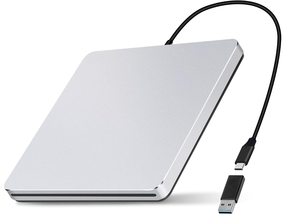 Unidad externa de DVD Zruxe Ed-a3ee Unidad de CD y DVD con ranura USB C externa para computadora portátil Mac