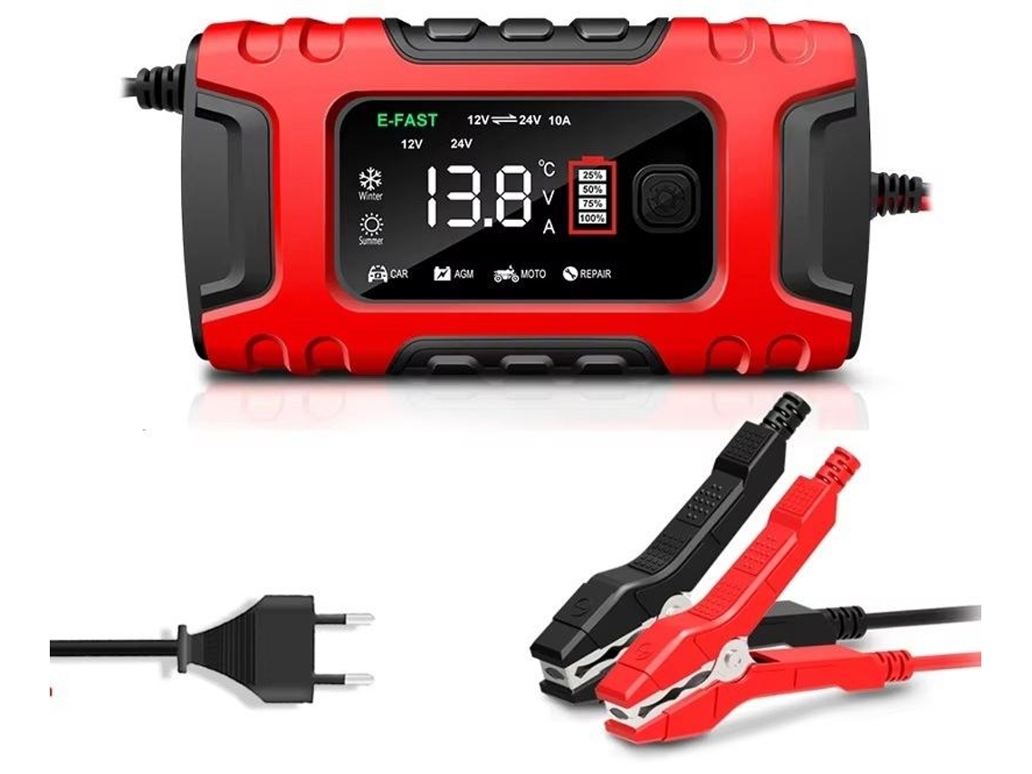 Cargador Inteligente Batería 10a Lifepo4 Plomo Ácido 12v 24v Para Mantenimiento Y Desulfatación