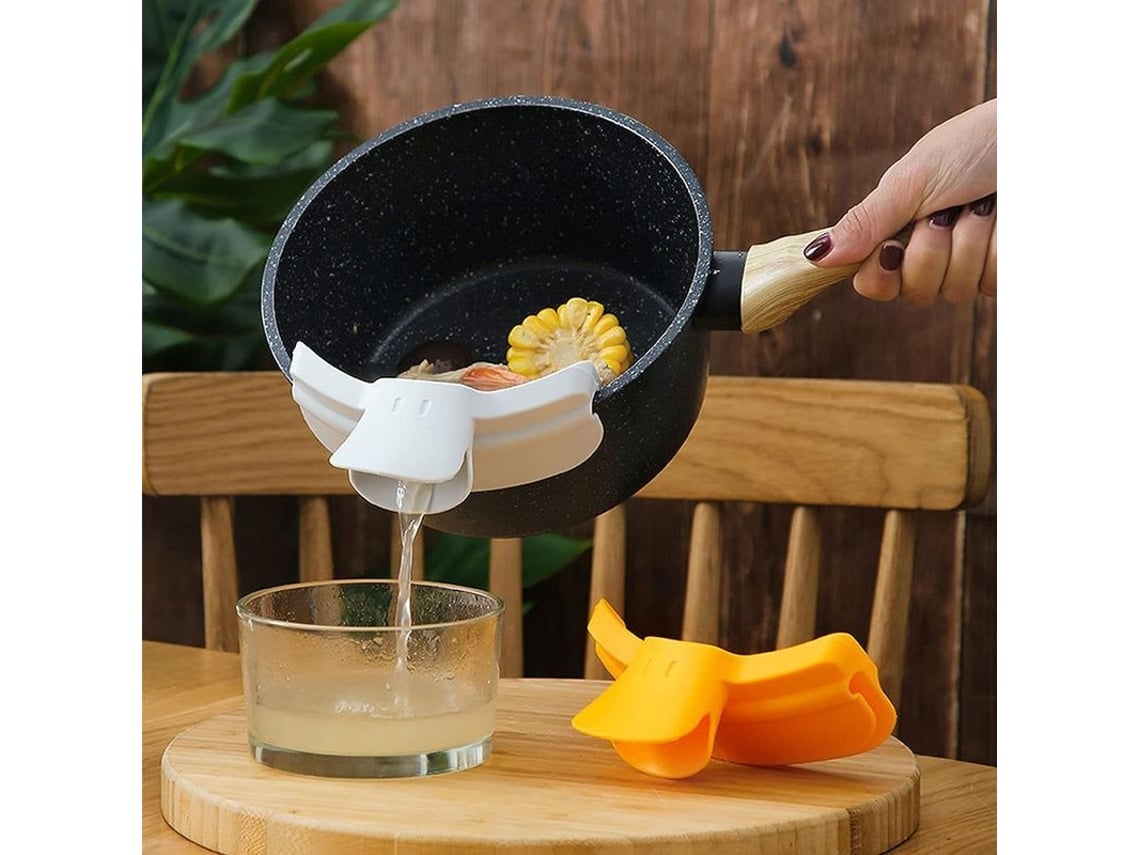 Desviador antiderrame para cocina Rebe-embudo con diseño de pico de pato, redondo, 2 piezas, TPR gris y amarillo