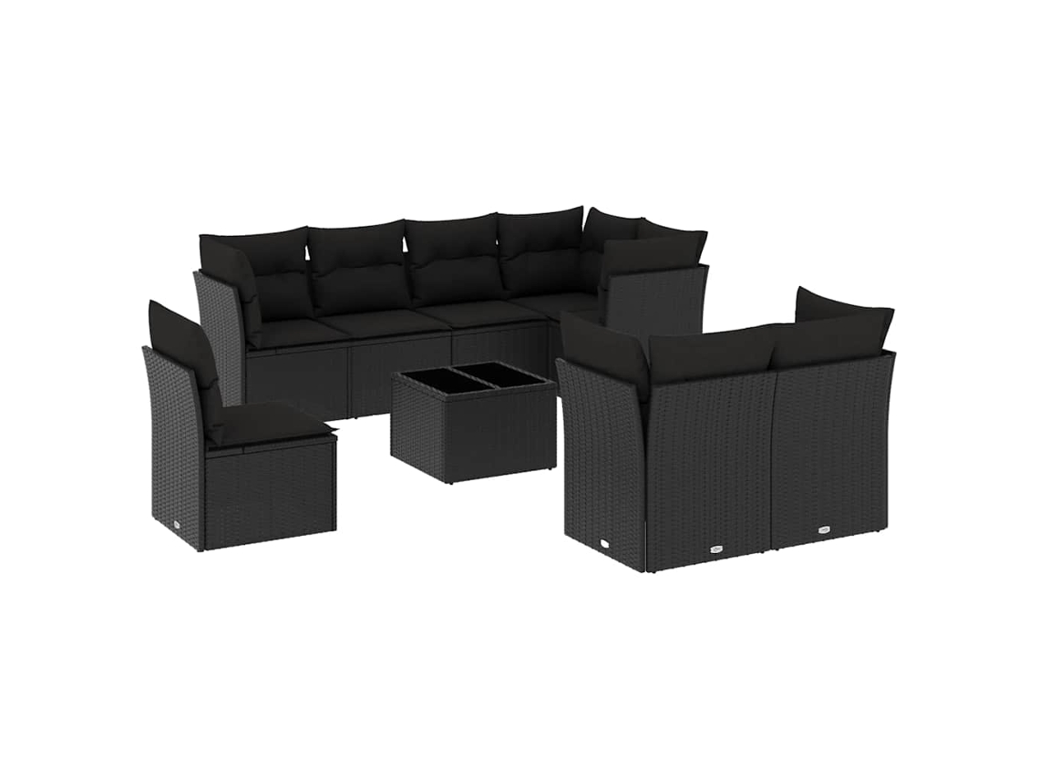 Maison Exclusive - Set De Sofás De Jardín 8 Piezas Y Cojines Ratán Sintético Negro