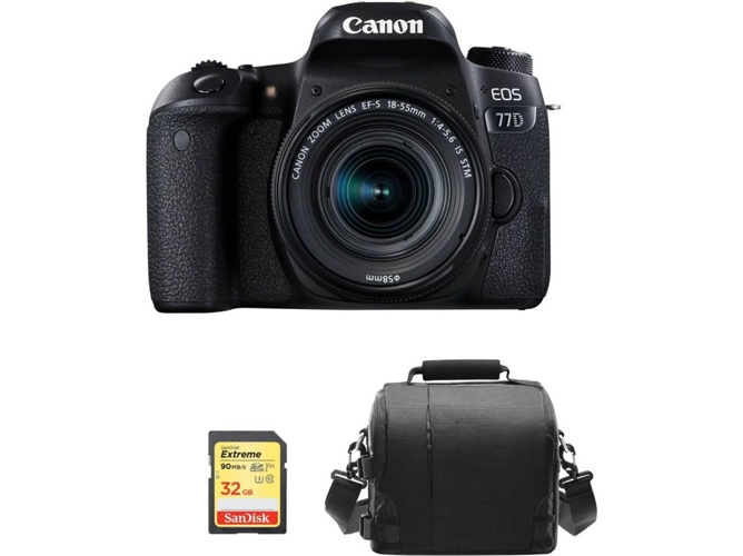 Kit Cámara Réflex CANON EOS 77D EF-S 18-55mm F4-5.6 IS STM + 32GB SD