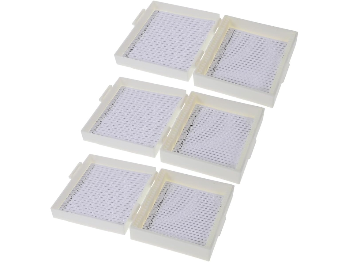 Juego de 3 estuches deslizantes para guardar portaobjetos de microscopio, con 25 compartimentos cada uno. SFUSHOS