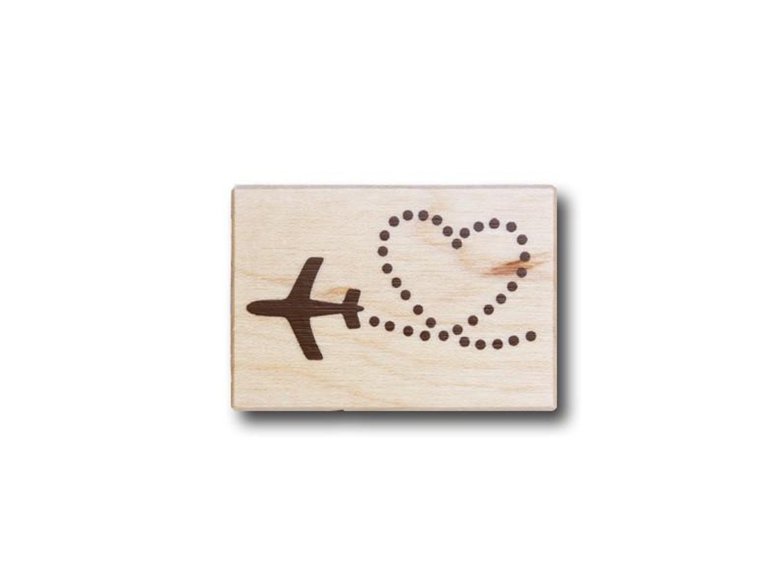 Sello de madera - Corazón avión
