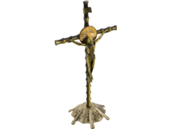 Soporte Antiguo Crucifijo Aleación Chapada Pequeña Decorativa Retro Escritorio Estante Adorno Religioso