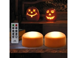 2-pack Calabazas Jack-o'-lantern Com Controle Remoto/temporizador - Laranjas - Halloween