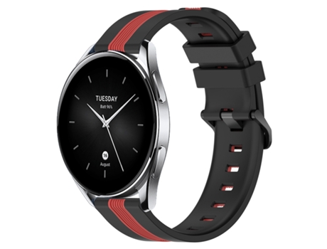 Correa de reloj inteligente para Xiaomi MI Watch S2 46 mm 22 mm Correa de reloj de silicona vertical de dos colores (negro + rojo)