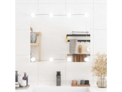 Espejo de pared rectangular con luces LED vidrio 50x60 cm N/A