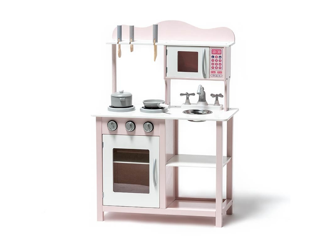 Cocina de Jugar ATAA Madera con Accesorios Rosa (Edad Mínima: 3 Años - 17,5x67x36,2 cm)