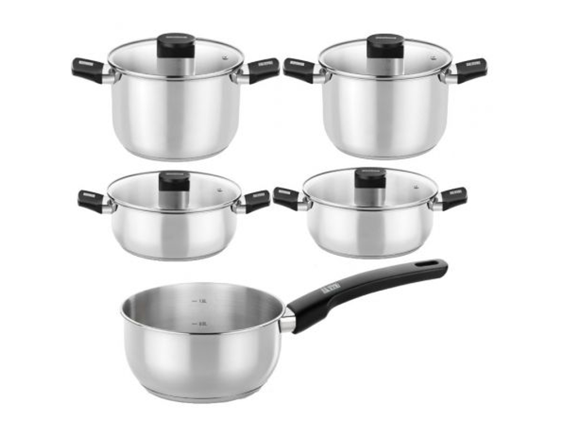 Pack Batería de Cocina Elite MONIX M240002/ Cazuela Ø14Cm/ Ollas Ø20 24Cm/ Cacerolas Ø20 24Cm/ Acero Inoxidable/ Apta para Inducción