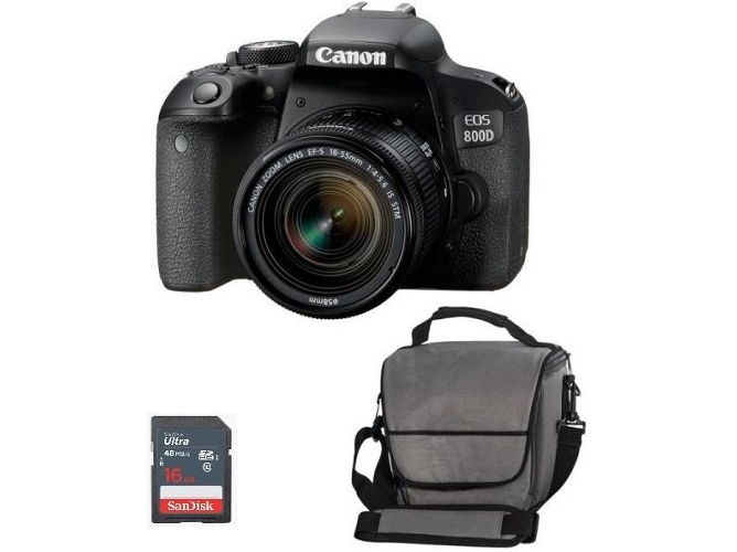 Kit Cámara Réflex CANON EOS 800D KIT EF-S 18-55mm F4-5.6 IS STM + Bolsa + 16 GB SD