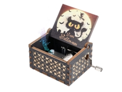 Caja de música de madera con manivela para Halloween