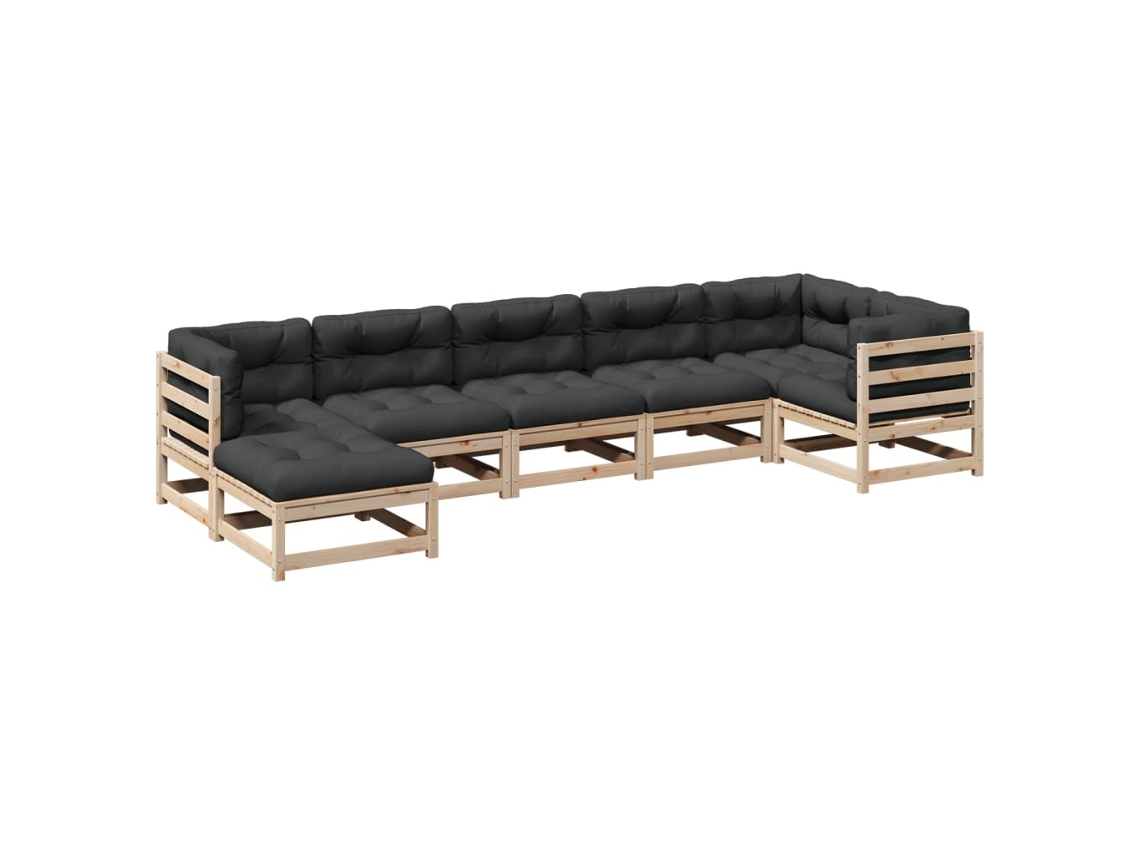 Maison Exclusive - Set De Sofás Jardín 7 Pzas Con Cojines Madera Maciza Pino
