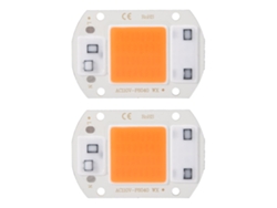 Rebe-2pcs Chip De Luz Cob Led Integrado 30w Ac110v Fuente De Luz Alta Brillo Para Plantas