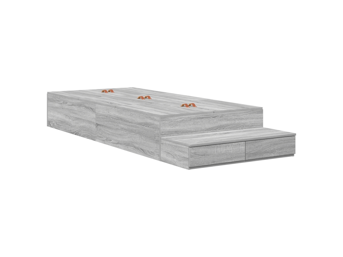 Estructura De Cama Con Almacenamiento Gris Sonoma Vidaxl Grey Engineered Wood (90x190 Cm)