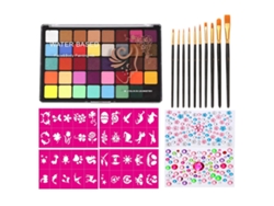 Kit Profesional De Pintura Facial Con Pinceles Y Plantillas: Seguro Para Halloween, Cosplay Y Festivales.