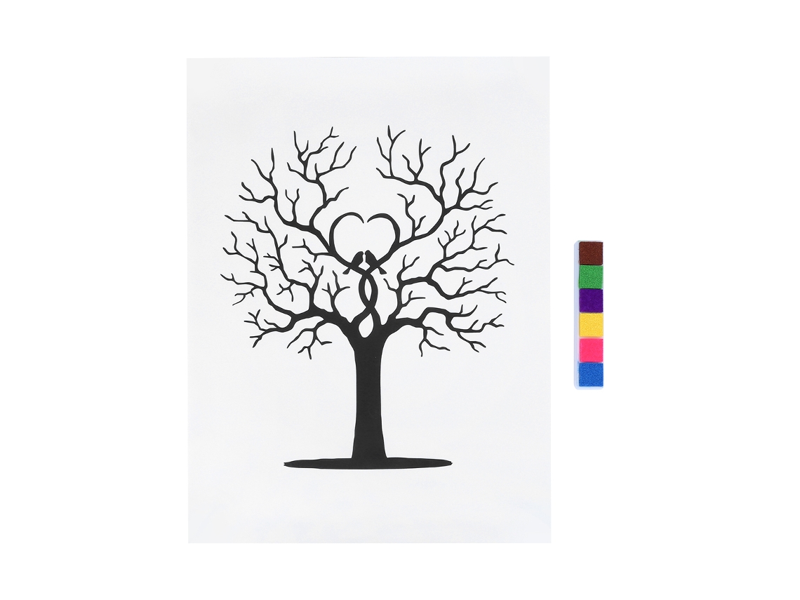 MEOIRUERY Cuadro Árbol de Huellas Dactilares DIY Libro de Firma en Lienzo Pintura con Pulgar