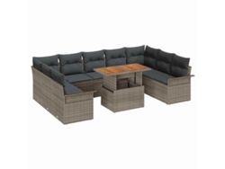 Maison Exclusive - Conjunto de sofás de jardín con cojines, 10 piezas, gris