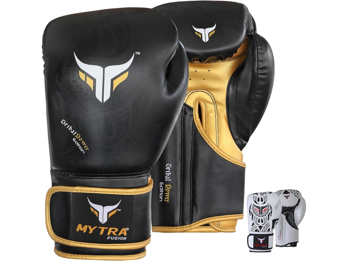 Guantes De Boxeo - Mytra Fusion - Tribal Power -16oz - Cuero Sintético - Negro