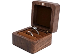 2026-caja De Anillo De Madera Nogal Negro Personalizable Para Boda Compromiso Con 1 Ranura Diseño Elegante