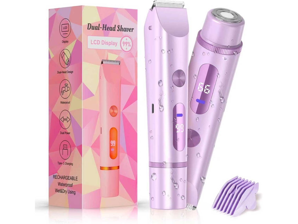 Recortadora de pelo 2 en 1 para mujer, depiladora de alta potencia, resistente al agua.