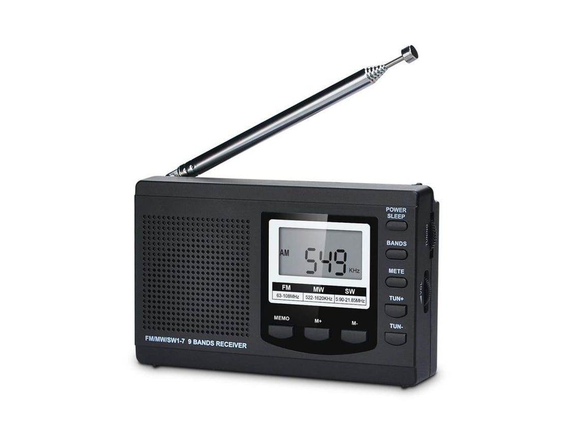 2026-radio Digital Am/fm/sw Con Altavoz Estéreo, Pantalla Lcd Y Reloj Despertador (negro)